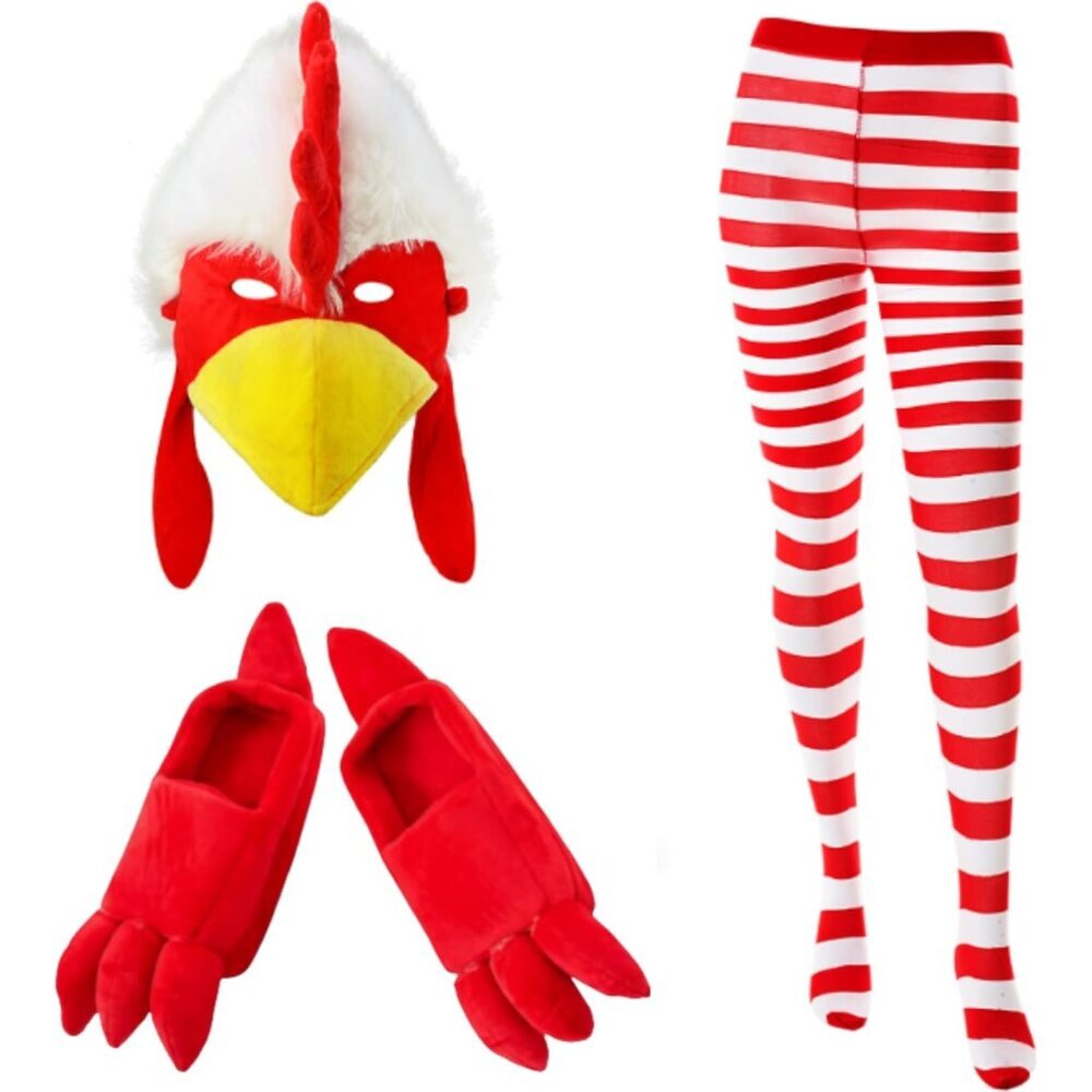 Halloween Chicken Costume Accessories Set Rooster Mask Claw Shoes Socks Men Wome